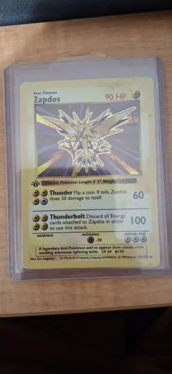 Pokemon Zapdos 1st Edition Holo Rare Base Set Shadowless 16/102 90 HP - Image 2