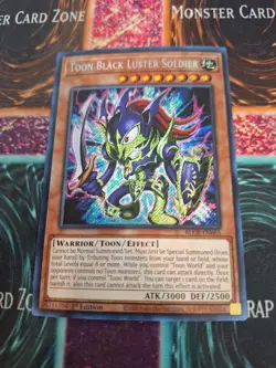 Yugioh Toon Black Luster Soldier BLCR-EN065 Secret Rare 1st Edition Near Mint - Image 1