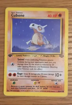 Cubone 50/64 - 1st Edition - Jungle Pokemon Card - LP - Image 1