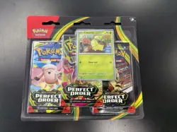 3-Pack Blister (Chikorita) Perfect Order ME03 Pokemon TCG In Hand BRAND NEW! - Image 1