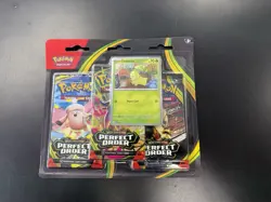 3-Pack Blister (Chikorita) Perfect Order ME03 Pokemon TCG In Hand BRAND NEW! - Image 2