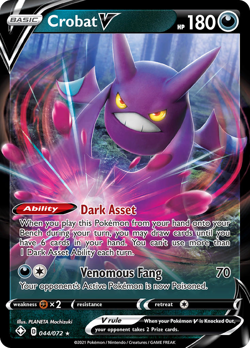 CROBAT V 044/072 HOLO RARE V SHINING FATES POKEMON NM/M - Image 3