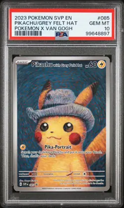 2023 Pokemon Black Star Promo Pikachu/Grey Felt Hat Pokemon X Van Gogh PSA 10 - Image 1