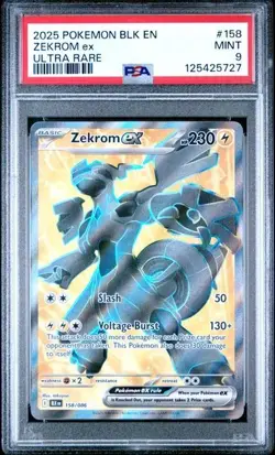 PSA 9 - 2025 Pokemon Black Bolt Zekrom #158 - Ultra Rare - Image 1