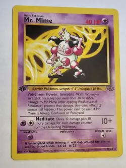 Pokemon TCG Mr. Mime 22/64 1st Edition Jungle Non-Holo - Image 4