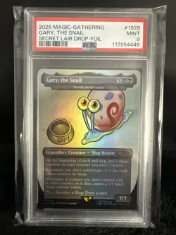 2025 MTG SECRET LAIR X SPONGEBOB 1929 GARY, THE SNAIL FOIL PSA 9 MINT - Image 1