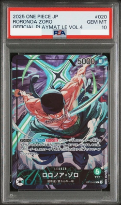 PSA 10 One Piece Card Game Roronoa Zoro OP12-020 Official Playmat Vol.4 Japanese - Image 1