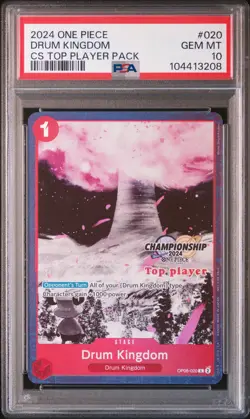 TOP PLAYER Drum Kingdom One Piece 2024 Championship Promo English #020 PSA 10 - Image 1