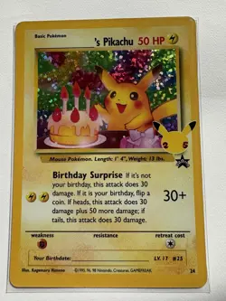 Pokemon ______'s Pikachu 24/53 Celebrations Classic Collection Promo Holo Card - Image 1