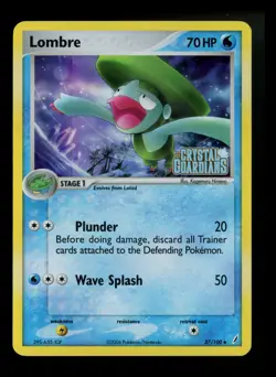 Lombre 37/100 EX Crystal Guardians 2006 Reverse Holo Pokemon Card TCG - Image 1