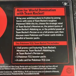 Pokemon TCG Team Rocket Tin with 5 Booster Packs & Persian ex Promo Card - Image 3