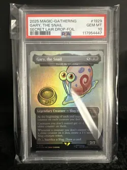 2025 MTG SECRET LAIR X SPONGEBOB 1929 GARY, THE SNAIL FOIL PSA 10 GEM MINT - Image 1