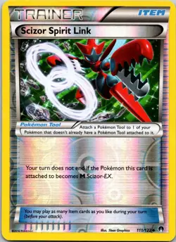 Scizor Spirit Link 111/122 Reverse Holo XY: Breakpoint Pokemon TCG LP 2016 - Image 1