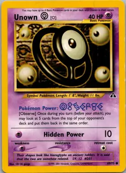 Unown [O] 69/75 Common Neo Discovery Pokemon Moderately Played - Image 1