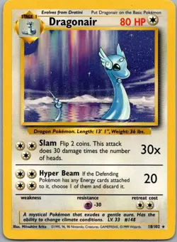 Dragonair 18/102 Rare Base Set Unlimited Pokemon Lightly Played - Image 1