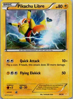 Pikachu Libre (30 30/30 Holo XY Trainer Kit: Pikachu Libre & Suicune Pokemon DMG - Image 1