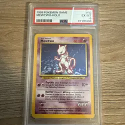 1999 Pokemon TCG Game Mewtwo HOLO Base Set 10/102 PSA 6 - Image 1