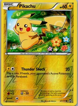 Pikachu 27/111 Common Furious Fists Pokemon Reverse Holo Moderately Played - Image 1