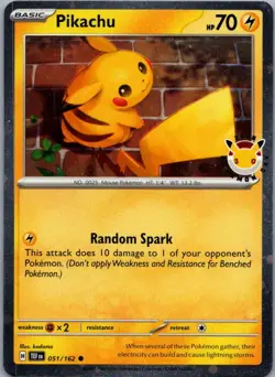 Pikachu 051/162 Common Temporal Forces Pokemon Lightly Played - Image 1