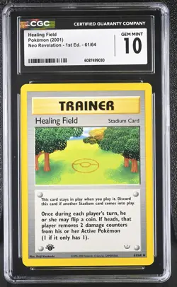 2001 Neo Revelation - 1st Ed. Pokemon Healing Field CGC 10 61/64 - Image 1