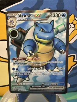 Pokemon TCG Scarlet and Violet Blastoise EX 184/165 Ultra Rare Full Art - Image 1