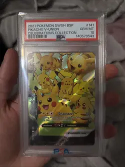 2021 POKEMON SWSH BLACK STAR PROMO 141 PIKACHU V-UNION CELEBRATIO PSA 10 - Image 1