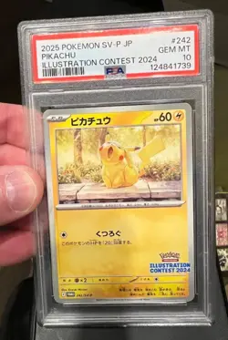PSA 10 2025 Pokemon Japanese SV-P #242 Pikachu Illustration Contest 2024 - Image 1