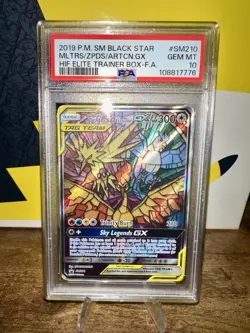 PSA 10 MOLTRES ZAPDOS & ARTICUNO GX SM210 HIDDEN FATES ETB PROMO POKEMON - Image 1