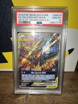 PSA 10 MOLTRES ZAPDOS & ARTICUNO GX SM210 HIDDEN FATES ETB PROMO POKEMON - Image 2