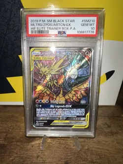 PSA 10 MOLTRES ZAPDOS & ARTICUNO GX SM210 HIDDEN FATES ETB PROMO POKEMON - Image 5