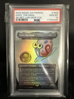 2025 MTG SECRET LAIR X SPONGEBOB 1929 GARY, THE SNAIL FOIL PSA 10 GEM MINT - Image 1