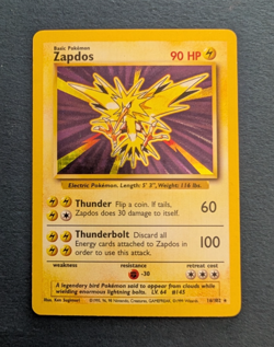 Pokemon Zapdos Holo Rare Base Set 16/102 1999 - Image 1