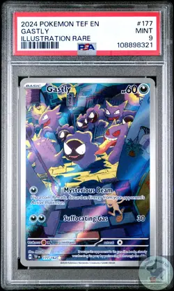 PSA 9 Gastly 177/162 Scarlet Violet Temporal Forces Illustration Rare IR Pokemon - Image 1