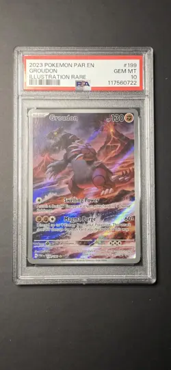 2023 POKEMON PAR EN-PARADOX RIFT ILLUSTRATION RARE #199 GROUDON PSA 10 - Image 1
