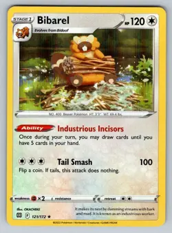 2022 Pokemon TCG Brilliant Stars Bibarel Holo 121/172 Rare - Image 1