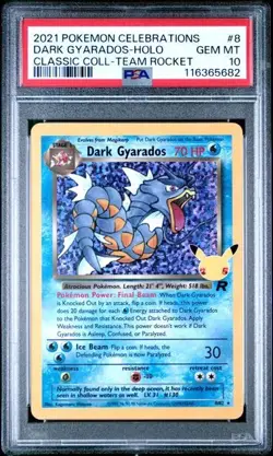 PSA 10 DARK GYARADOS 8 CELEBRATIONS CLASSIC COLLECTION POKEMON GEM MINT - Image 1