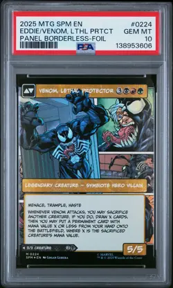 2025 MTG MARVEL'S SPIDER-MAN #0224 EDDIE BROCK/VENOM, LETHAL PROTECTOR PSA 10 - Image 1