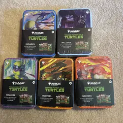 MAGIC TEENAGE MUTANT NINJA TURTLES— LOT OF 5 Tins (15 Packs) FULL ART SET - Image 1