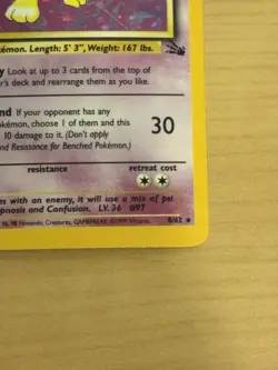 Hypno 8/62 | Fossil Unlimited Holo | Pokemon Rare Holo | HP - Image 3