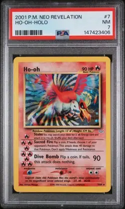 2001 Pokemon TCG Neo Revelation Ho-Oh #7 Holo Rare PSA 7 NM - Image 1