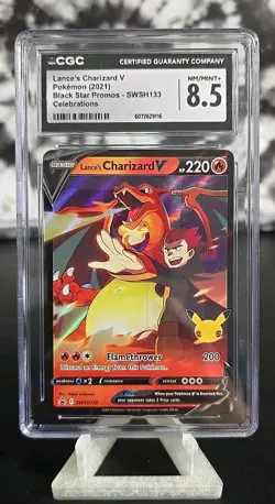Pokemon TCG Lance's Charizard V Black Star Promo SWSH133 Celebrations CGC 8.5 - Image 1
