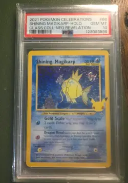 Pokemon Shining Magikarp 66/64 Celebrations Classic Collection Holo PSA 10 - Image 1