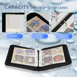 4 Pocket Trading Card Binder, Premium PU Card Collection Binder,400 Double Si - Image 5