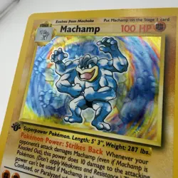 1999 Base Set Machamp First Edition Holo Lightly Played 8/102 Vintage Card WOTC - Image 2