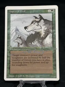 Magic the Gathering Revised Aspect Of Wolf ~LP/MP~ Signed By Jeff A. Menges - Image 1