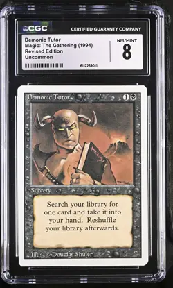 DEMONIC TUTOR Revised CGC 8 Vintage MTG [Nostalgium] - Image 1