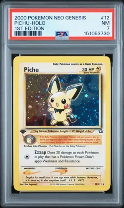2000 POKEMON NEO GENESIS PICHU-HOLO 1ST EDITION PSA 7 NM #12/111 - Image 1