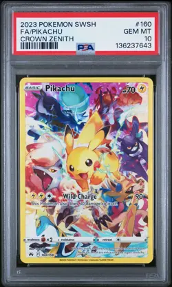 2023 POKEMON SWORD & SHIELD CROWN ZENITH #160 FULL ART/PIKACHU PSA 10 - Image 1