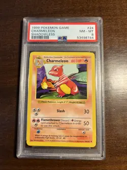1999 pokemon charmeleon shadowless psa 8 mint 24/102 - Image 1