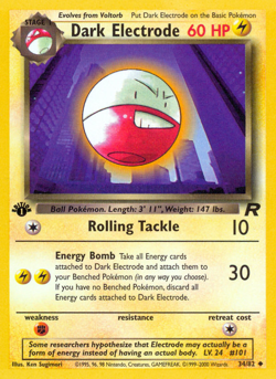 Dark Electrode 34/82 Uncommon Team Rocket Pokemon 1st Edition Moderately Played - Image 1